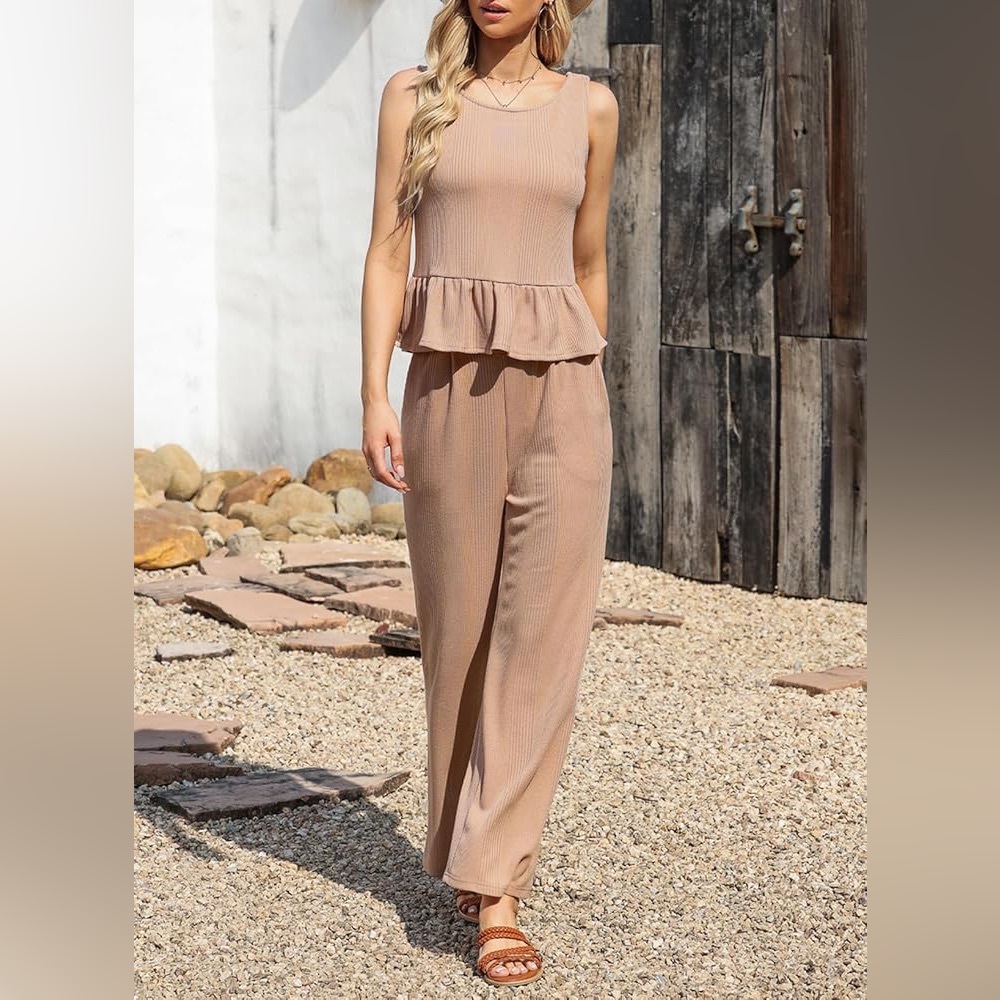 NWT Anrabess Brown Sleeveless Top and Pants Set - Picture 2 of 10